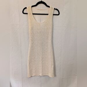 Body Central White/Gold Bodycon Dress, Size Medium